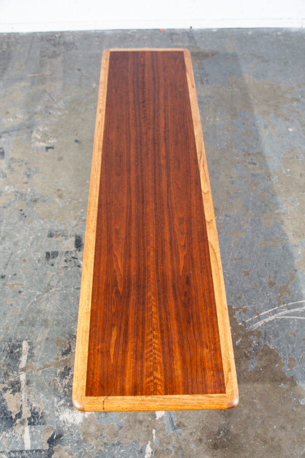 Mid Century Modern Coffee Table Walnut Wood Lane Perception Long Cocktail Surfboard Mcm Vintage Danish Denmark  Long Rectangle - Image 9