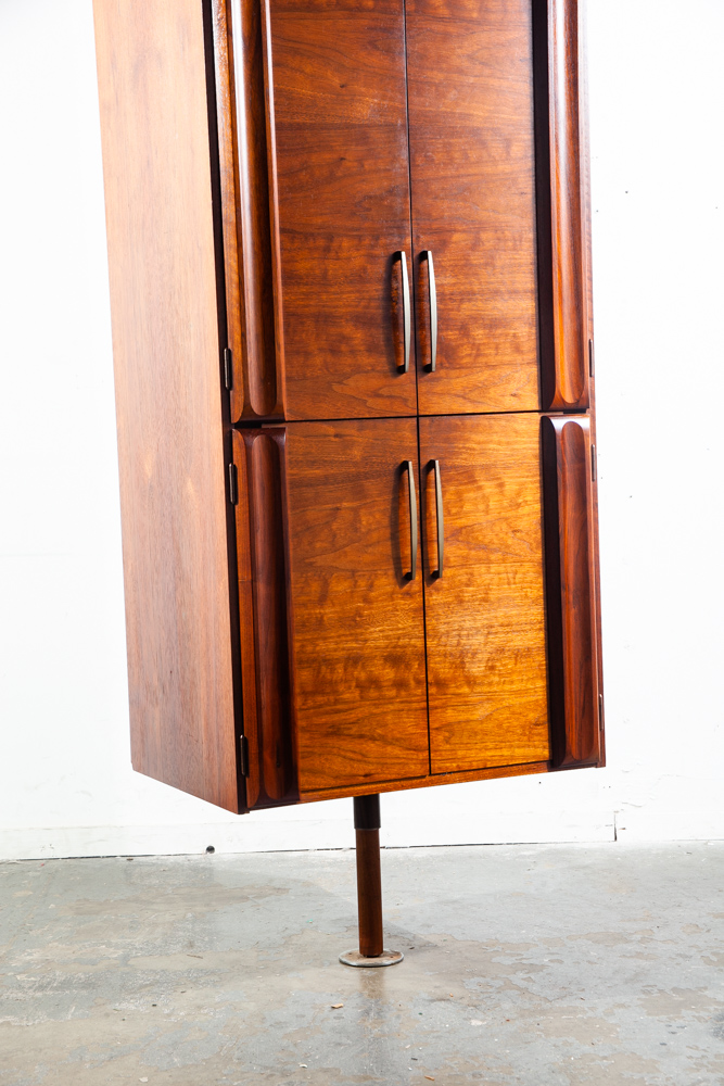 Mid Century Modern Bar Cabinet Tension Pole Solid Walnut Wood Liquor Glenn California - Image 6