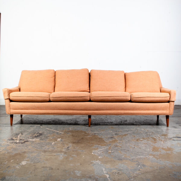 Mid Century Danish Modern Vintage Sofa Couch Dux 66-S4 4 Seater Teak Peach Denmark Large - Image 2