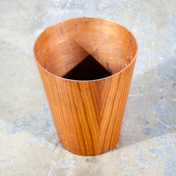 Mid Century Danish Modern Trash Bin Teak Waste Basket Round Denmark Vintage Mcm - Image 2