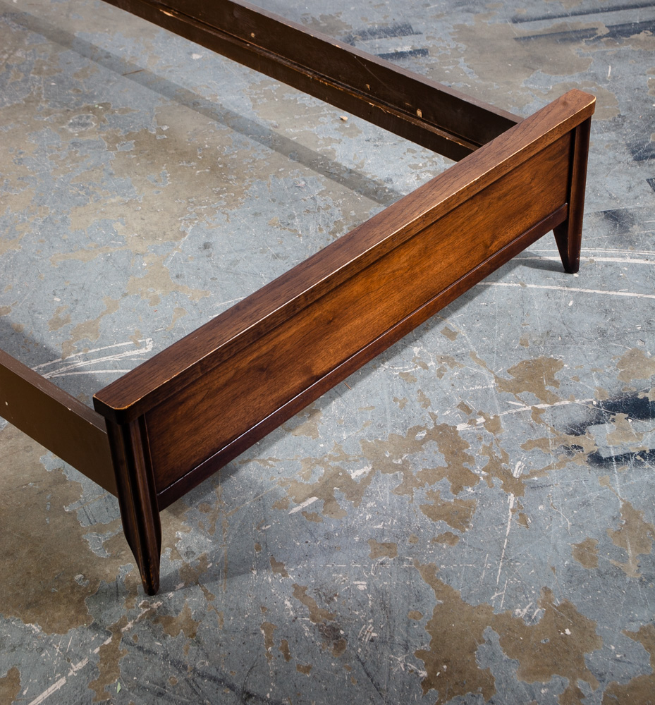 Mid Century Modern Bed Frame Twin Size Broyhill Saga Walnut Headboard Vintage - Image 6