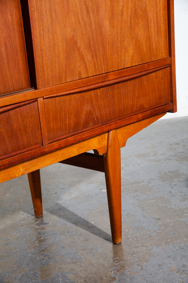 Mid Century Danish Modern Credenza Highboard Teak Wood Drawers E.W Bach Denmark Vintage Mcm Classic Sliding Doors - Image 11