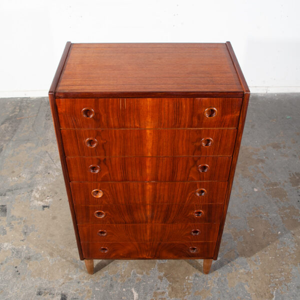 Mid Century Danish Modern Highboy Dresser 7 Drawer Teak Wood Denmark Restored Tall - Image 6