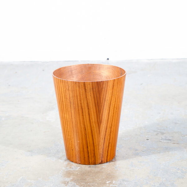 Mid Century Danish Modern Trash Bin Teak Waste Basket Round Denmark Vintage Mcm