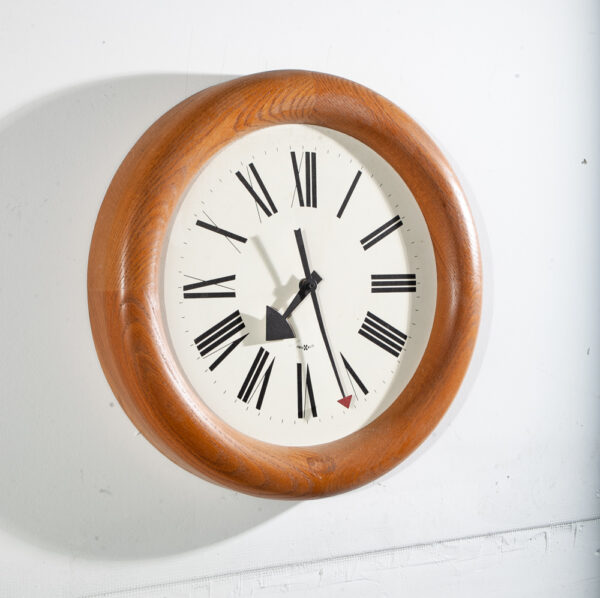 Mid Century Modern Clock Herman Miller Howard Round Oak Working 611 Arthur Umanoff - Image 6
