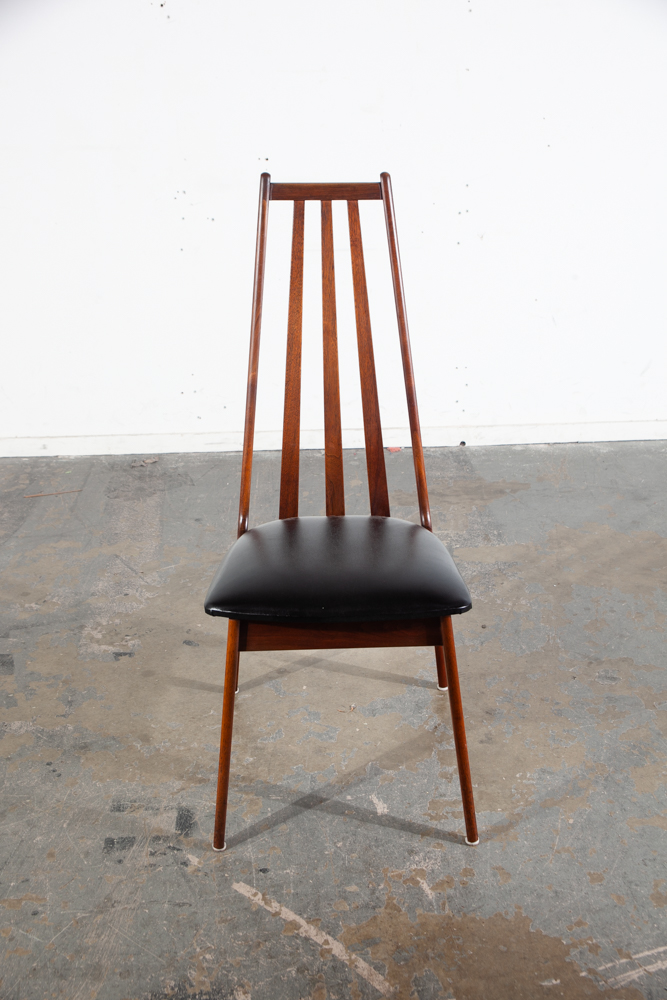 Mid Century Modern Dining Chairs Set 8 Armchairs Solid Walnut Wood Richbilt High Back Black Captains Drexel - Image 10