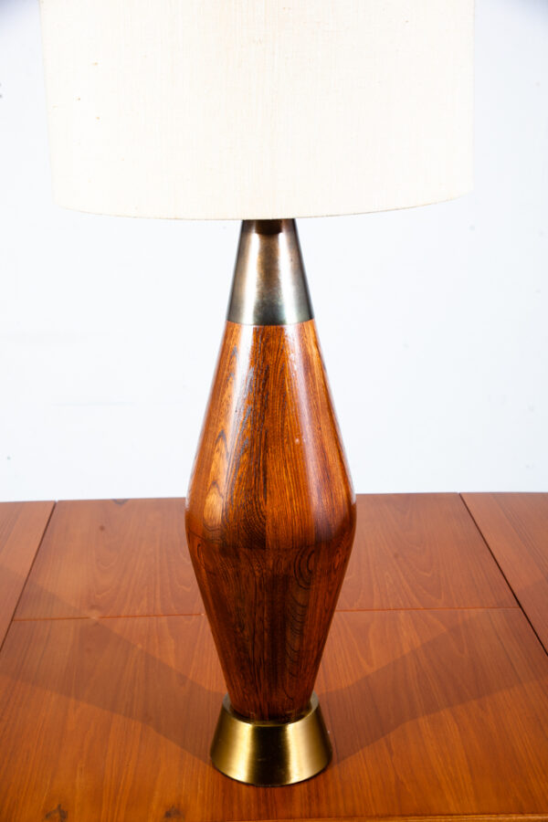 Mid Century Modern Vintage Table lamp Wood Brass Modeline Working Light Lighting Danish Mcm - Image 9