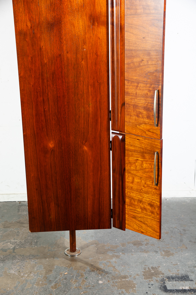 Mid Century Modern Bar Cabinet Tension Pole Solid Walnut Wood Liquor Glenn California - Image 11