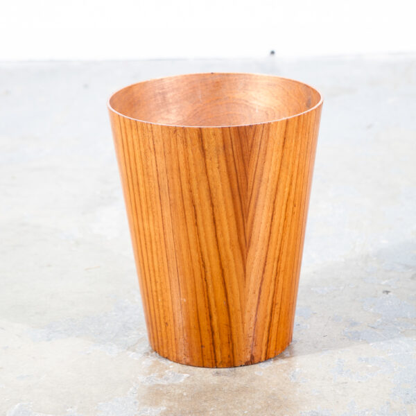 Mid Century Danish Modern Trash Bin Teak Waste Basket Round Denmark Vintage Mcm - Image 4