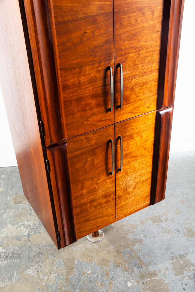 Mid Century Modern Bar Cabinet Tension Pole Solid Walnut Wood Liquor Glenn California - Image 8