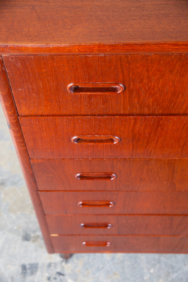 Mid Century Danish Modern Highboy Dresser 6 Drawer Teak Denmark Vintage Restored Tall High Storage - Image 6