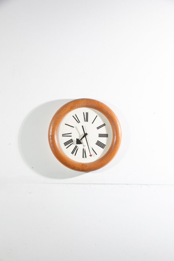 Mid Century Modern Clock Herman Miller Howard Round Oak Working 611 Arthur Umanoff - Image 2