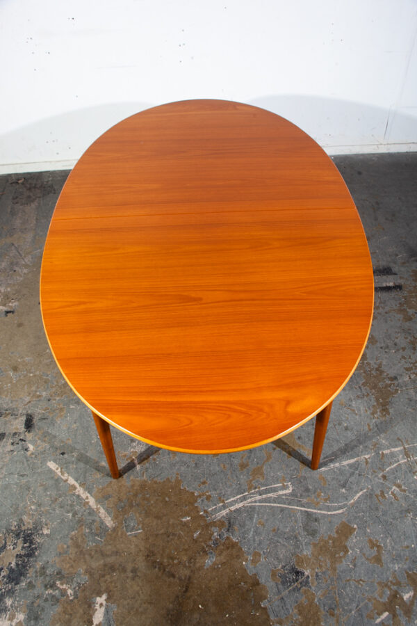 Mid Century Danish Modern Vintage Dining Table Oval Teak Extension Dux Accordion Leaf Mcm - Image 2