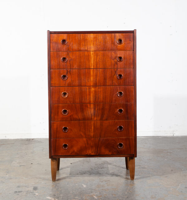Mid Century Danish Modern Highboy Dresser 7 Drawer Teak Wood Denmark Restored Tall - Image 2