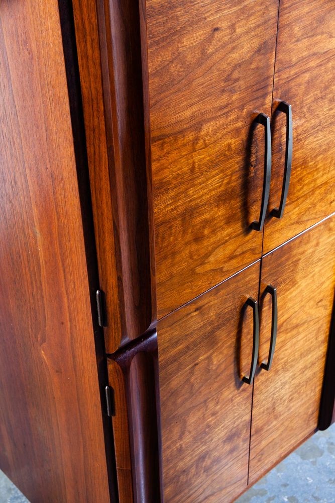 Mid Century Modern Bar Cabinet Tension Pole Solid Walnut Wood Liquor Glenn California - Image 10