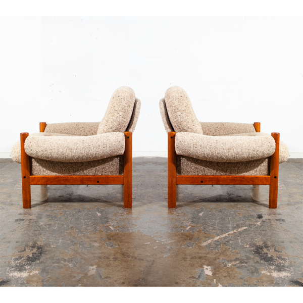 Mid Century Danish Modern Lounge Chairs Armchairs Teak Wood Wool Nisbo Denmark - Image 2