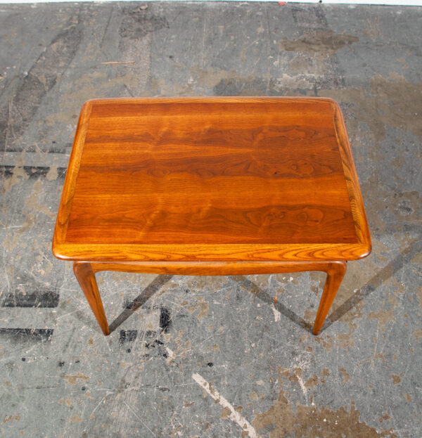 Mid Century Modern Side Table End Nightstand Lane Drawer Basket Weave Rhythm NM Vintage Danish Denmark Mcm Walnut Wood Pecan End Table - Image 7