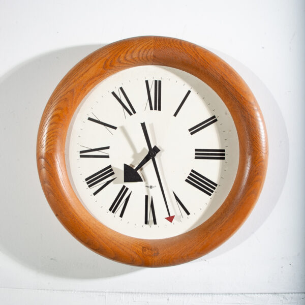 Mid Century Modern Clock Herman Miller Howard Round Oak Working 611 Arthur Umanoff - Image 4