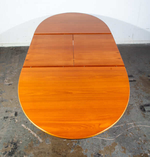 Mid Century Danish Modern Vintage Dining Table Oval Teak Extension Dux Accordion Leaf Mcm - Image 9