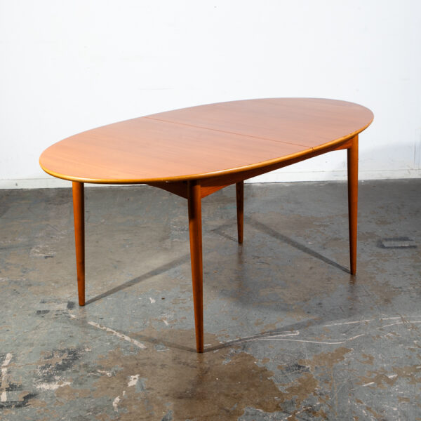 Mid Century Danish Modern Vintage Dining Table Oval Teak Extension Dux Accordion Leaf Mcm - Image 3