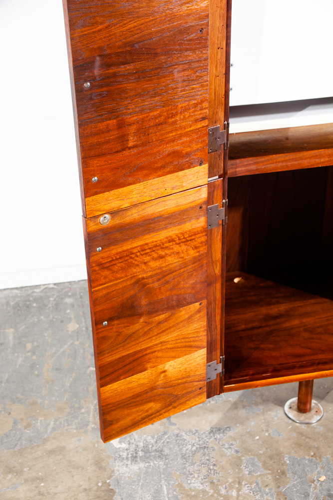 Mid Century Modern Bar Cabinet Tension Pole Solid Walnut Wood Liquor Glenn California - Image 7