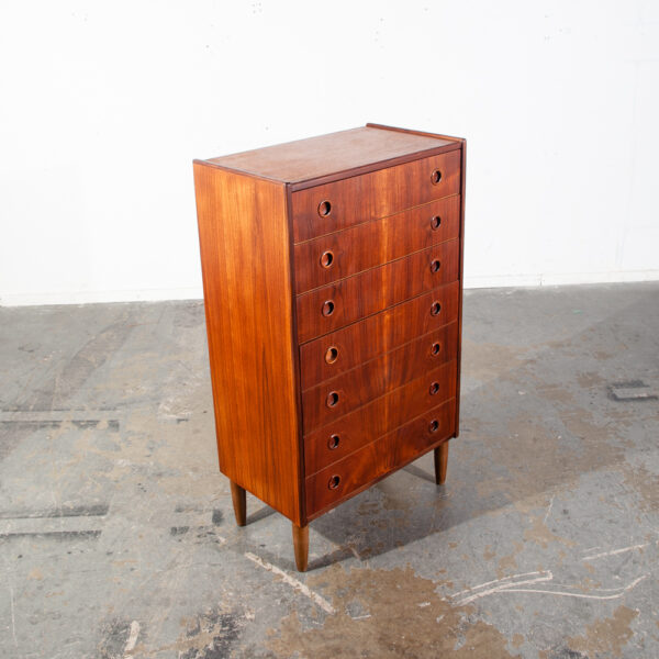 Mid Century Danish Modern Highboy Dresser 7 Drawer Teak Wood Denmark Restored Tall - Image 9
