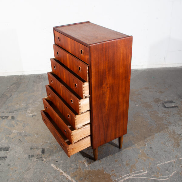 Mid Century Danish Modern Highboy Dresser 7 Drawer Teak Wood Denmark Restored Tall - Image 8
