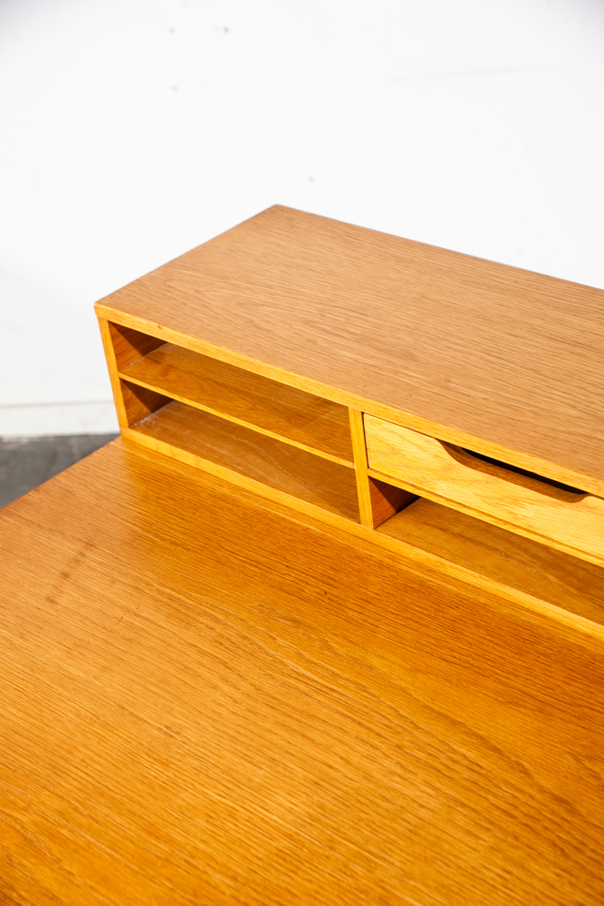 Mid Century Danish Modern Desk Executive Flip Top Nielsen Dixie Scova Oak Wood - Image 11