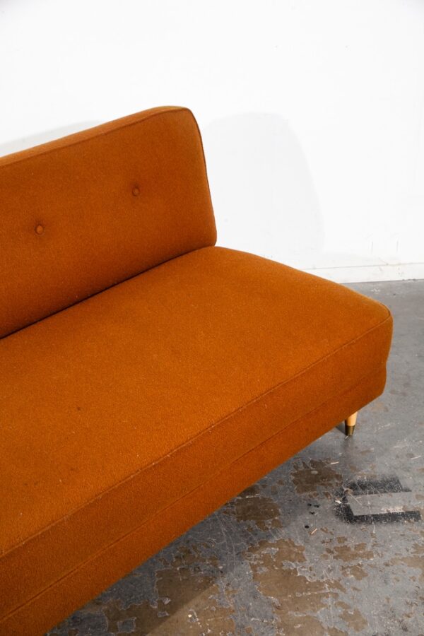 Mid Century Modern Sectional Sofa Couch L shape Curved Daybed Burnt Orange Mcm - Image 11