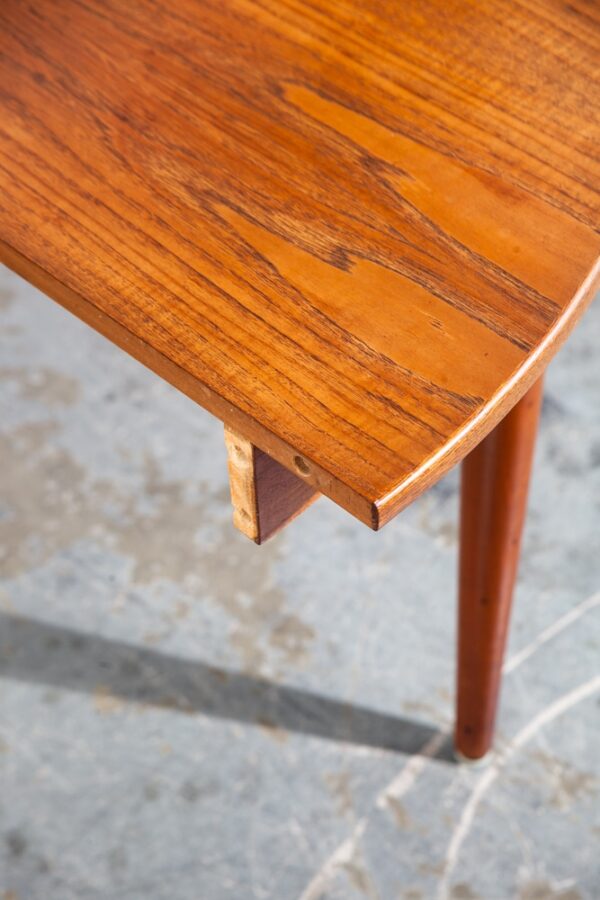 Mid Century Danish Modern Dining Table Teak Extension Wegner 2 Leafs Denmark Mcm - Image 11