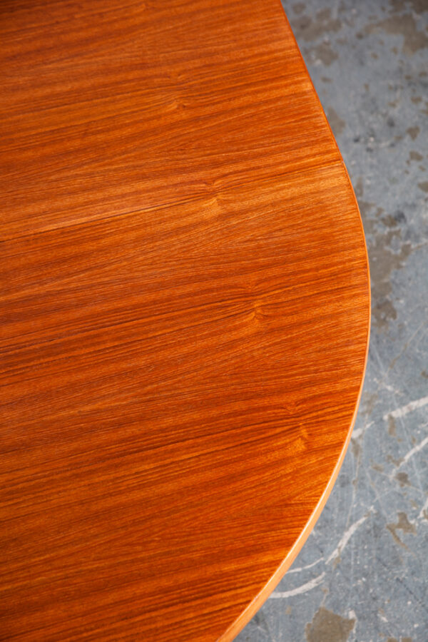 Mid Century Danish Modern Dining table Teak Round Expanding Kitchen Denmark Leaf - Image 9