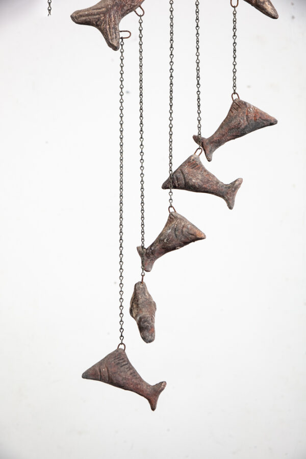 Mid Century Modern Wind Chime Artisan Ceramic Fish Hanging Vintage Pottery Art - Image 5
