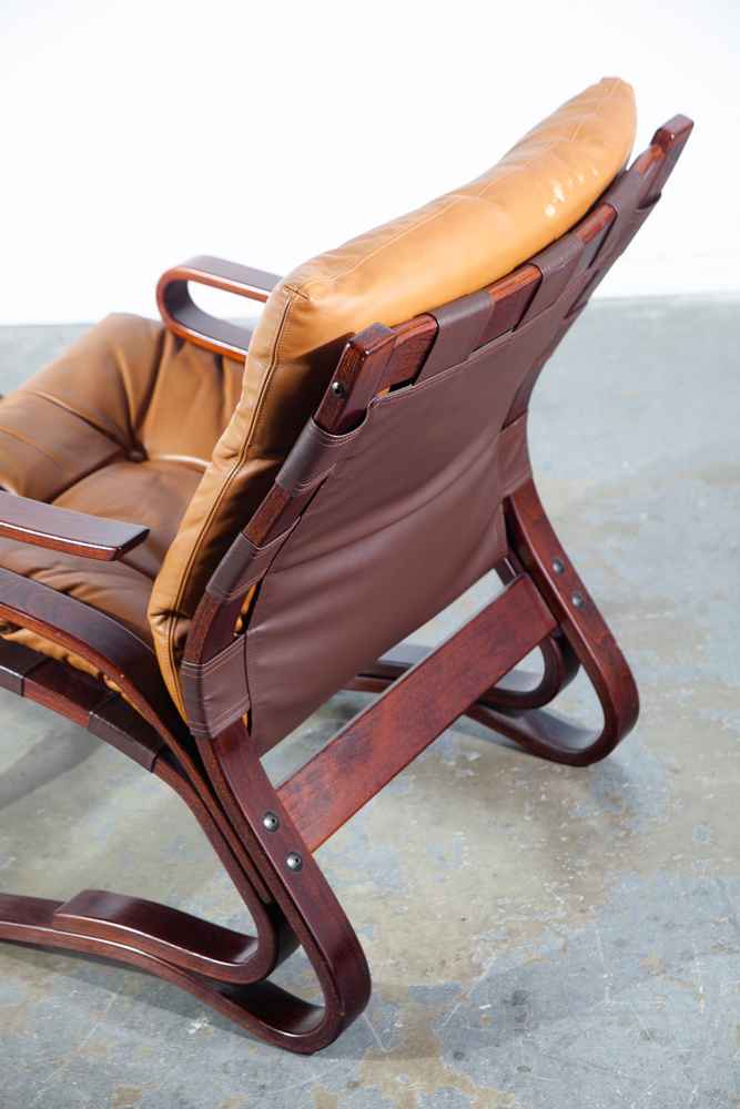 Mid Century Danish Modern Lounge Chair Leather Tan Ottoman S Christian Denmark - Image 8