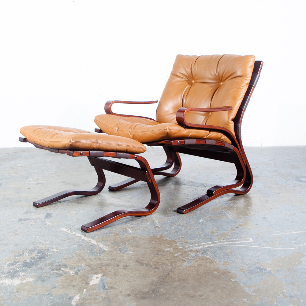 Mid Century Danish Modern Lounge Chair Leather Tan Ottoman S Christian Denmark - Image 6