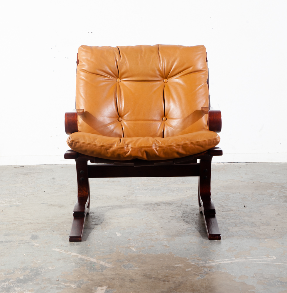 Mid Century Danish Modern Lounge Chair Leather Tan Ottoman S Christian Denmark - Image 4
