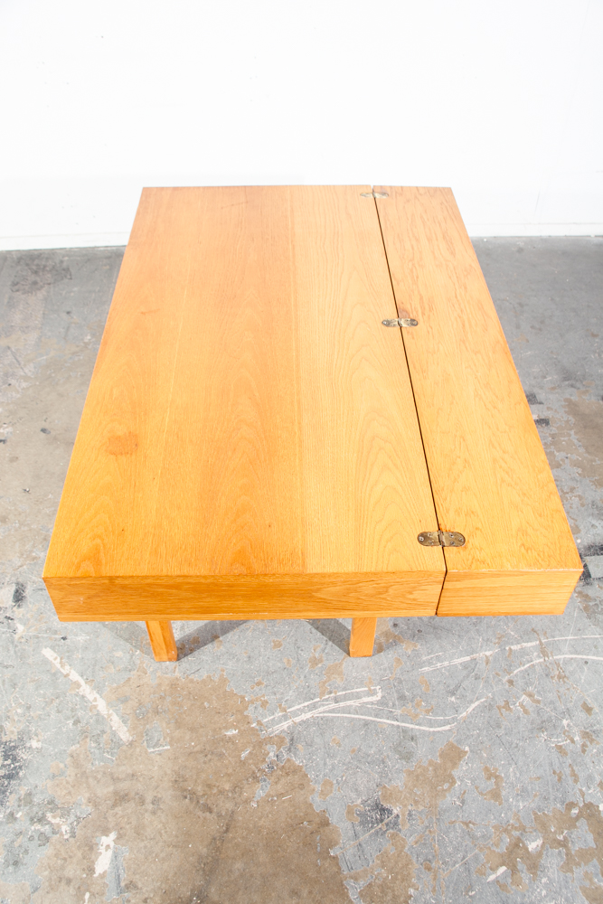 Mid Century Danish Modern Desk Executive Flip Top Nielsen Dixie Scova Oak Wood - Image 9