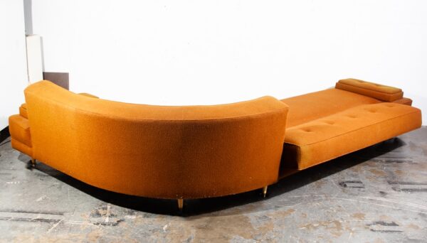 Mid Century Modern Sectional Sofa Couch L shape Curved Daybed Burnt Orange Mcm - Image 3