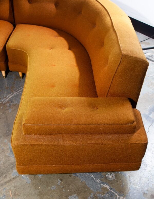 Mid Century Modern Sectional Sofa Couch L shape Curved Daybed Burnt Orange Mcm - Image 12