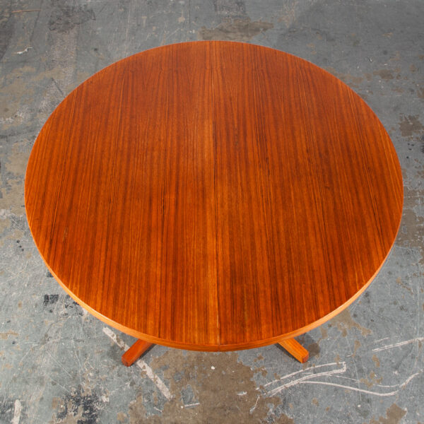 Mid Century Danish Modern Dining table Teak Round Expanding Kitchen Denmark Leaf - Image 3