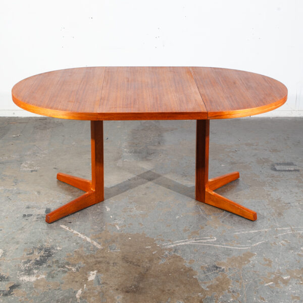 Mid Century Danish Modern Dining table Teak Round Expanding Kitchen Denmark Leaf - Image 11