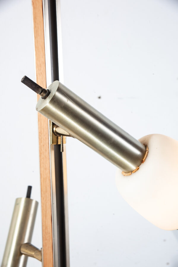 Mid Century Modern Tension Pole Lamp Lightolier Adjustable 2 light Walnut Floor - Image 5