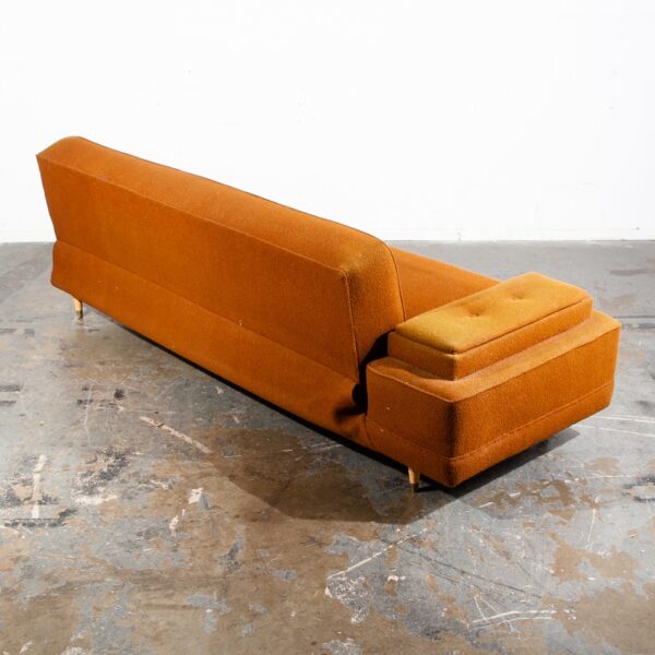 Mid Century Modern Sectional Sofa Couch L shape Curved Daybed Burnt Orange Mcm - Image 7
