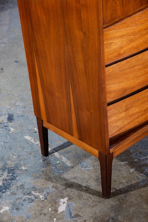 Mid Century Modern Highboy Dresser Walnut LA Period furniture 5 Drawer Chest Mcm - Image 6