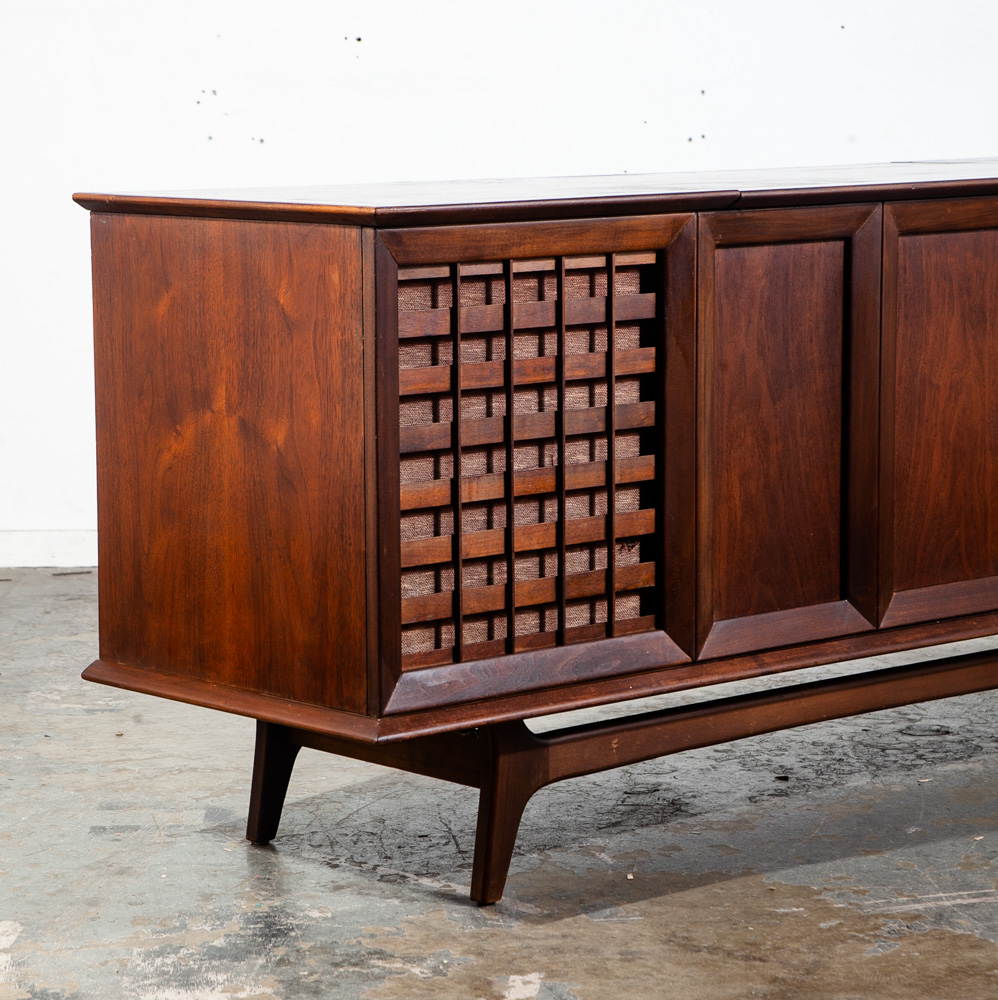 Mid Century Modern Stereo Console Record Player Silvertone Serviced Hifi Radio - Image 7