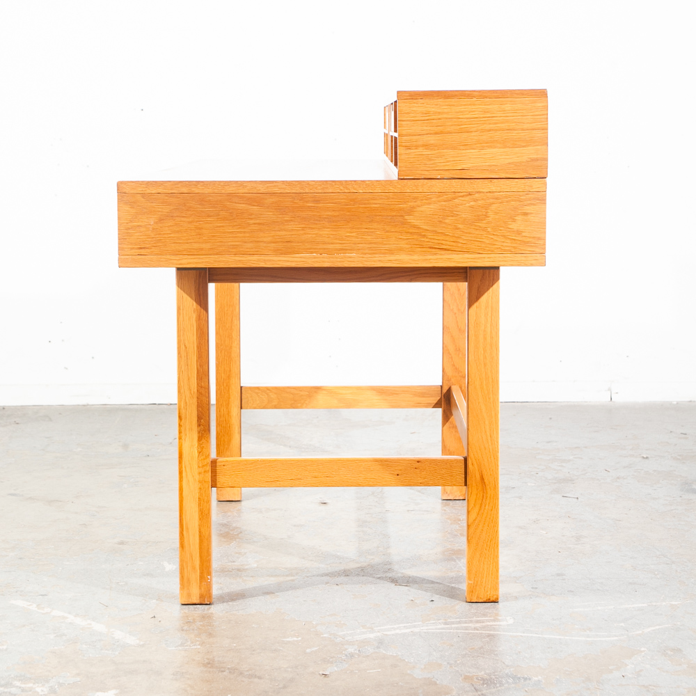 Mid Century Danish Modern Desk Executive Flip Top Nielsen Dixie Scova Oak Wood - Image 7