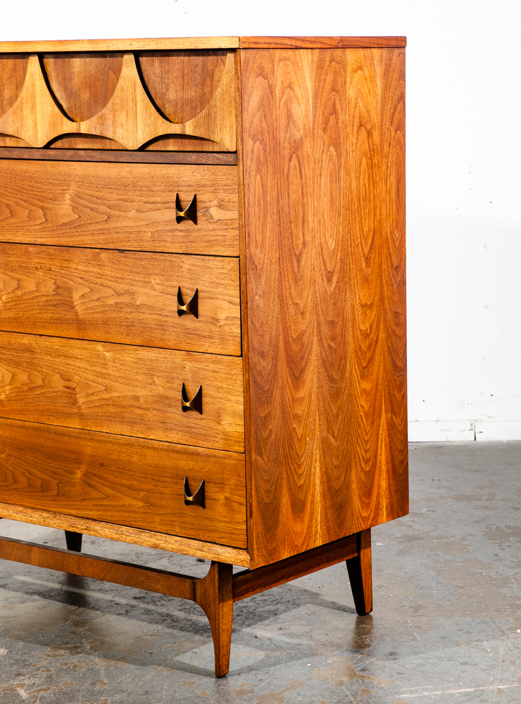 Mid Century Modern Dresser Highboy Broyhill Brasilia 5 Drawer Restored Danish NM - Image 7