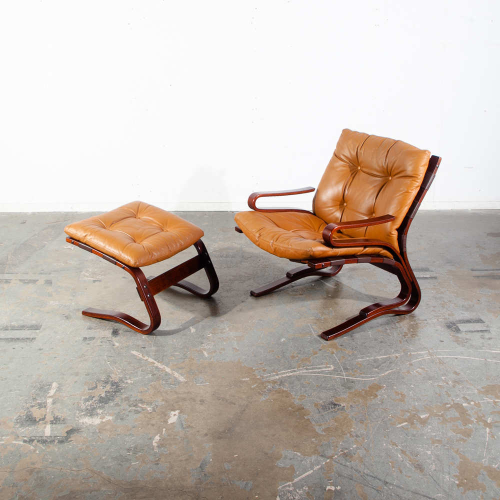 Mid Century Danish Modern Lounge Chair Leather Tan Ottoman S Christian Denmark - Image 9