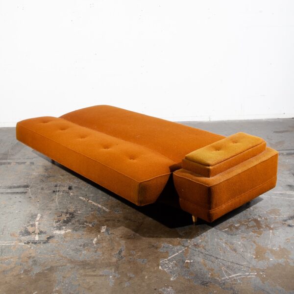 Mid Century Modern Sectional Sofa Couch L shape Curved Daybed Burnt Orange Mcm - Image 8