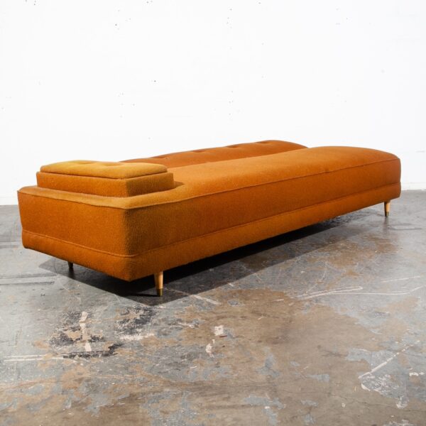 Mid Century Modern Sectional Sofa Couch L shape Curved Daybed Burnt Orange Mcm - Image 9