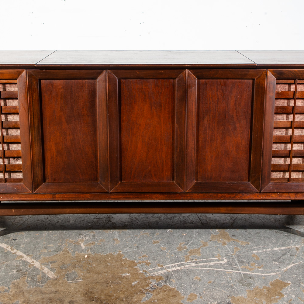 Mid Century Modern Stereo Console Record Player Silvertone Serviced Hifi Radio - Image 8